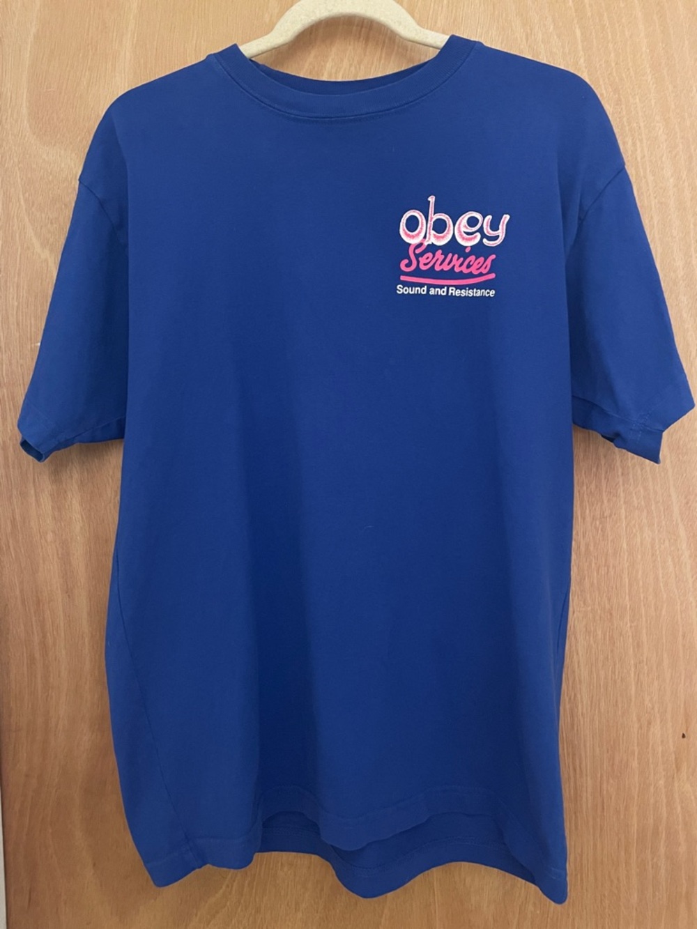 PacSun Royal Blue Short-Sleeve Tee with Pink Logo